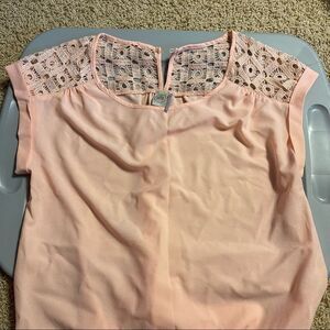 💕🎀Paper Crane Pink sheer shoulder Shirt large